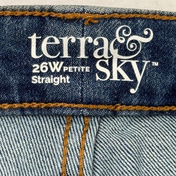 NWT Terra & Sky Women's Straight High Rise Stretch Blue Denim Jeans Plus Sz 26WP - Picture 5 of 10